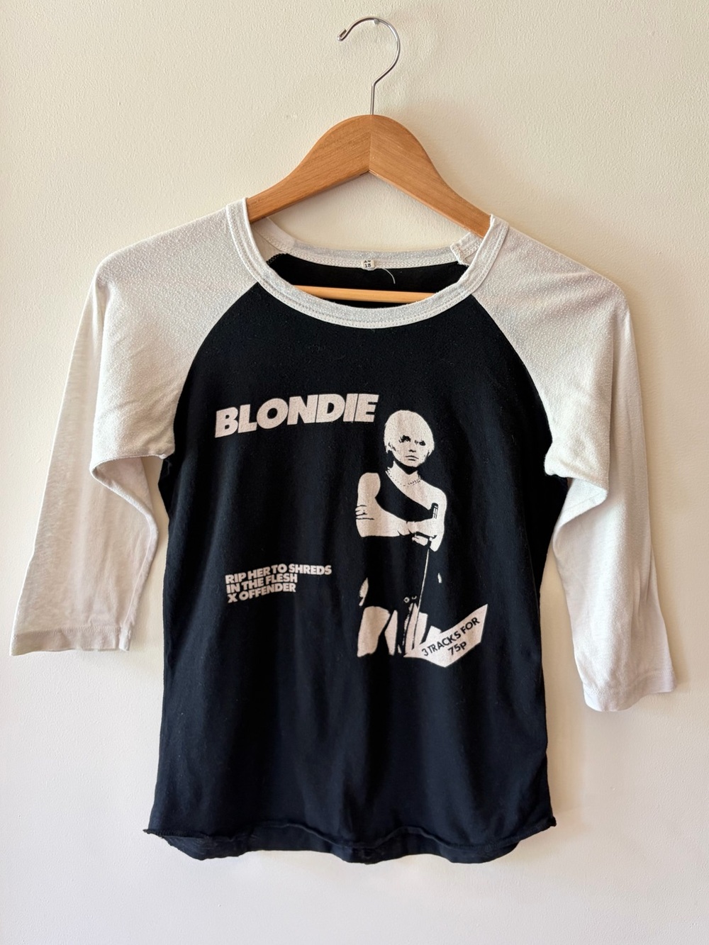 R13 Blondie raglan baseball t-shirt designer cashmere tee black white grunge XS